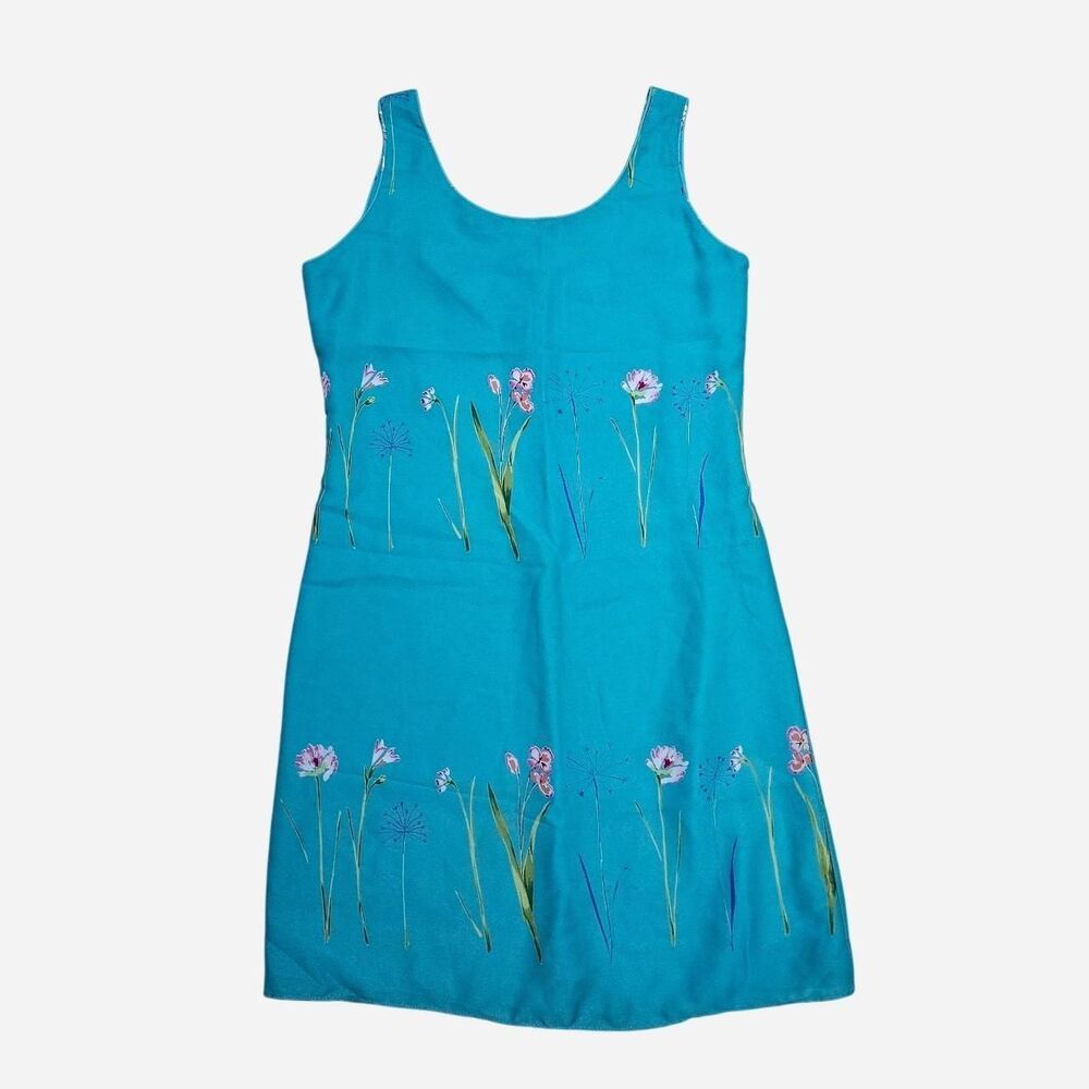 90s twee preppy blue floral dress